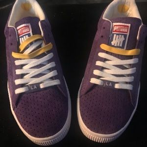 Special edition: LA Lakers colors, Puma sneakers.